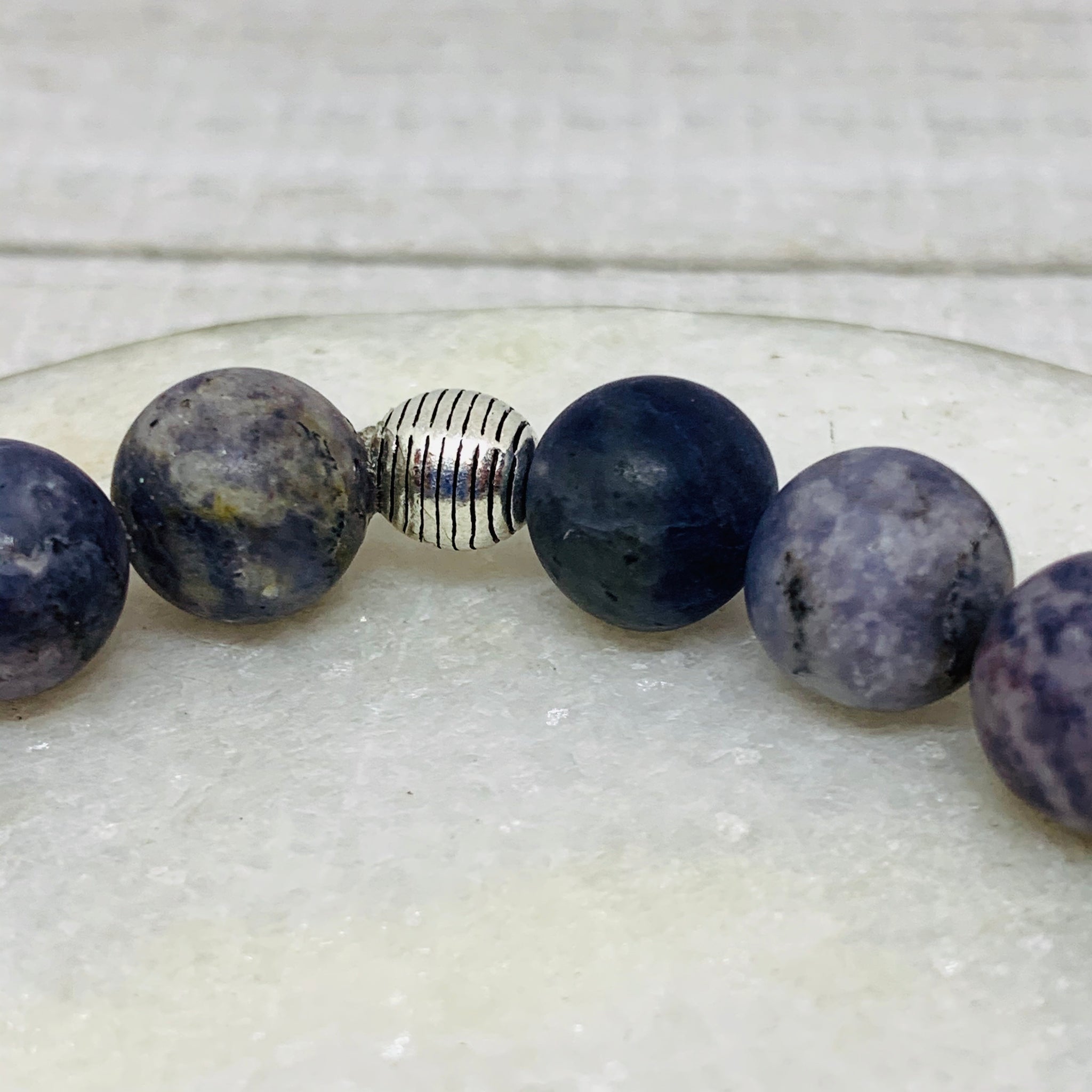 The Michael Bracelet- Matte Natural Iolite with Silver Finding