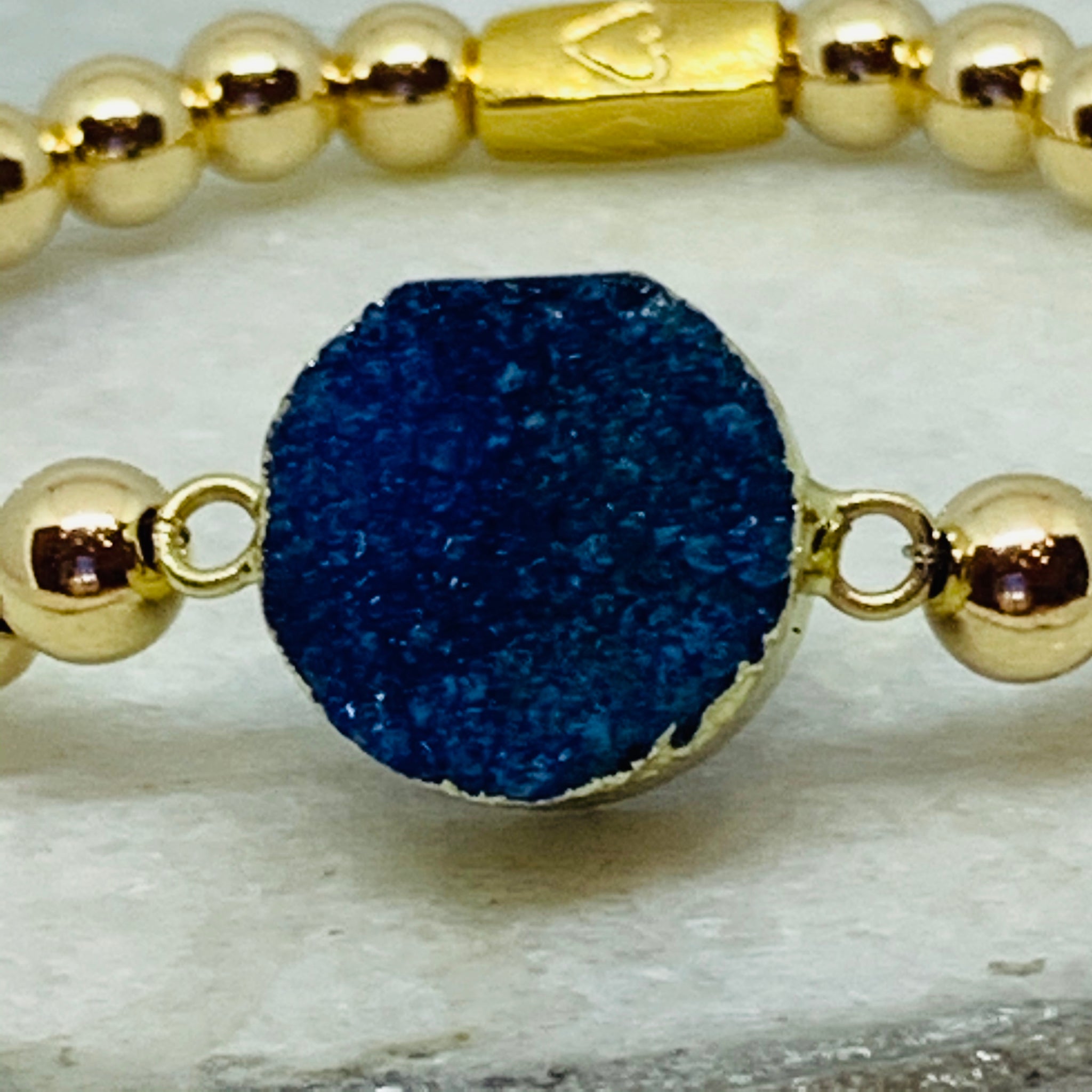 Golden Blue Druzy Bracelet