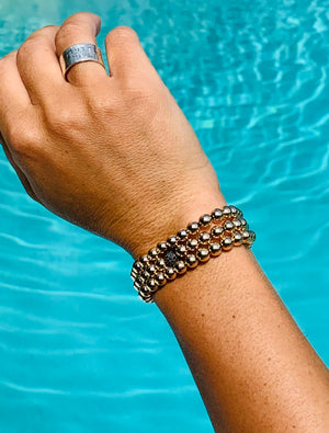 Tri Gold 6mm Bracelet Stack