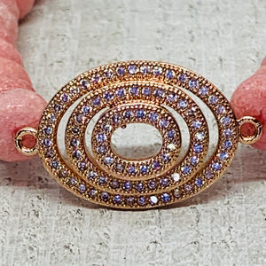 Pink Oval Circle Micro Pave Bracelet