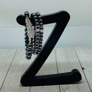 Three Bracelets- Sassy Pave Silver Leaf Bracelet Stack