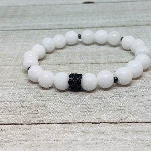 White Mountain Jade Bracelet with Black Pave Finding