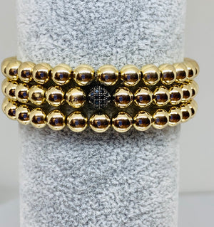 Tri Gold 6mm Bracelet Stack