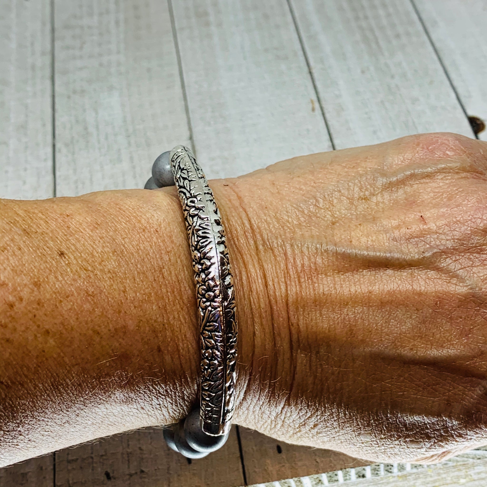 Carved Silver Beauty Bracelet