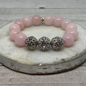 The Angel Joyce Bracelet- Pretty In Pink 12 mm Pink Rose Quartz