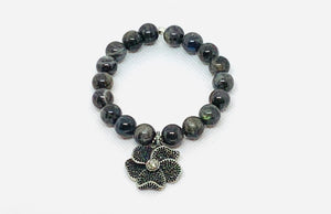 Exquisite Labradorite Bead with Black Pave Diamond