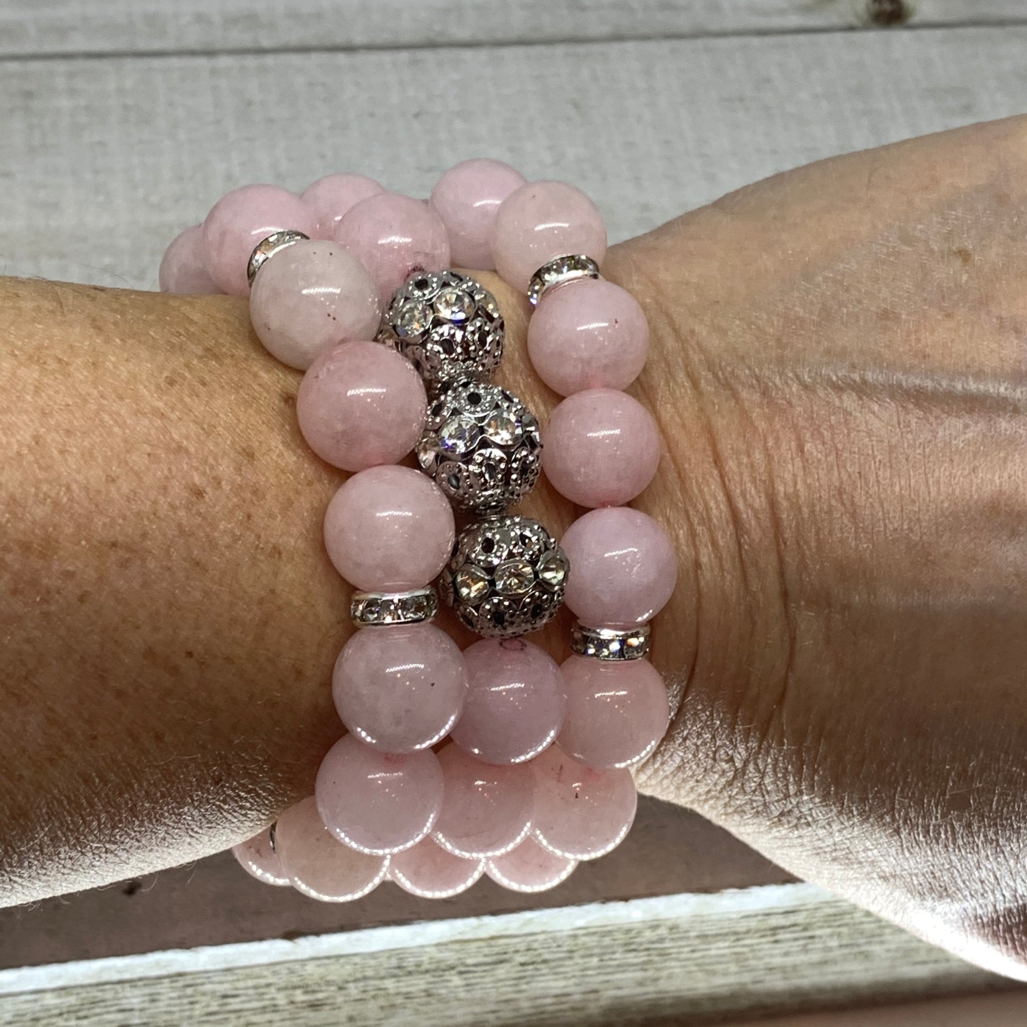 The Angel Joyce Bracelet- Pretty In Pink 12 mm Pink Rose Quartz