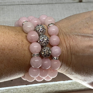 The Angel Joyce Bracelet- Pretty In Pink 12 mm Pink Rose Quartz