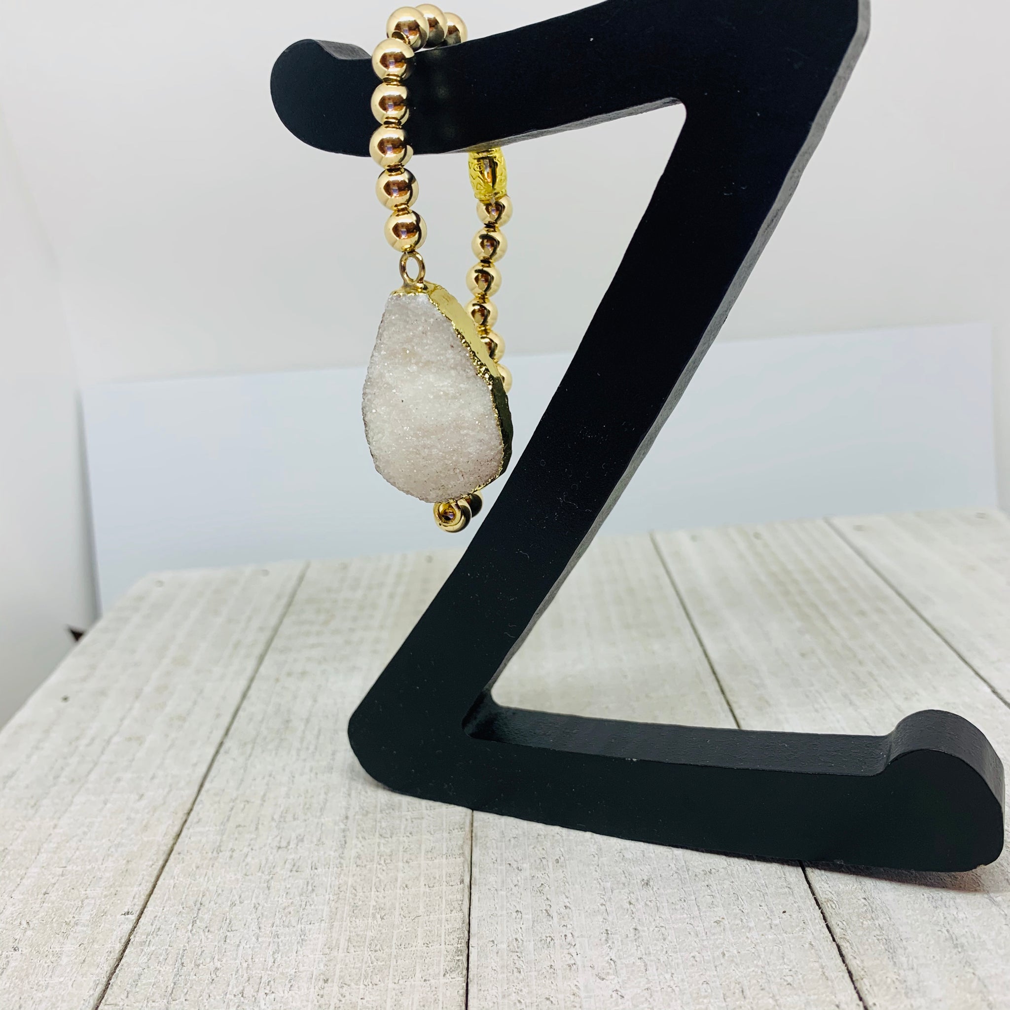 Golden White Druzy Bracelet