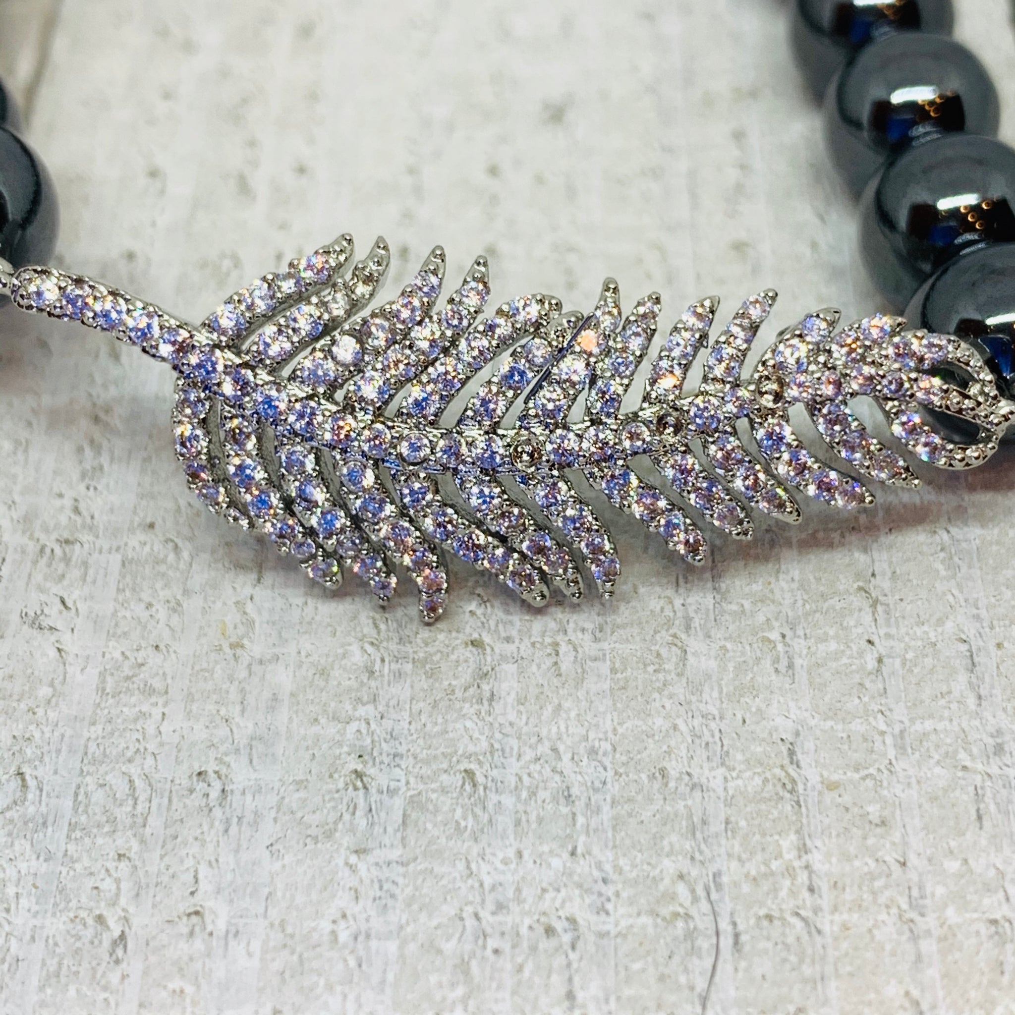 Three Bracelets- Sassy Pave Silver Leaf Bracelet Stack