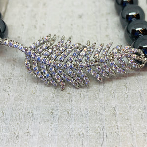 Three Bracelets- Sassy Pave Silver Leaf Bracelet Stack