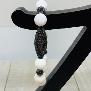 White Mountain Jade with Black Cool Oval Bead