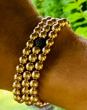 Tri Gold 6mm Bracelet Stack