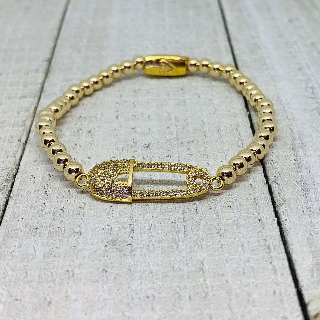 Gold Safety Pin Bracelet