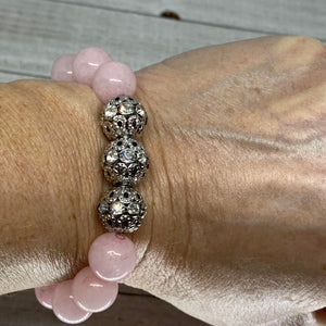 The Angel Joyce Bracelet- Pretty In Pink 12 mm Pink Rose Quartz