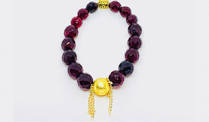Garnett and Matte Gold Ball Bead & Chain