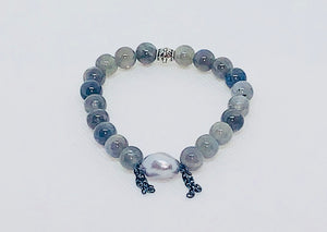 Labradorite Beads with  Baroque  Pearl and Fringe Chain.