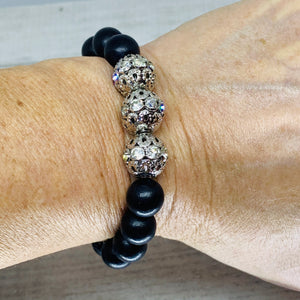 The Laura Bracelet- Onyx Beauty with (3) Micro Pave Silver Beads