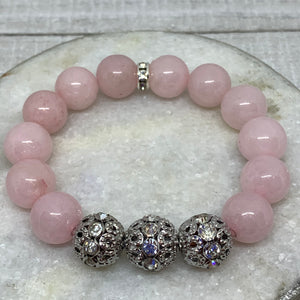 The Angel Joyce Bracelet- Pretty In Pink 12 mm Pink Rose Quartz