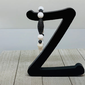 White Mountain Jade with Black Cool Oval Bead