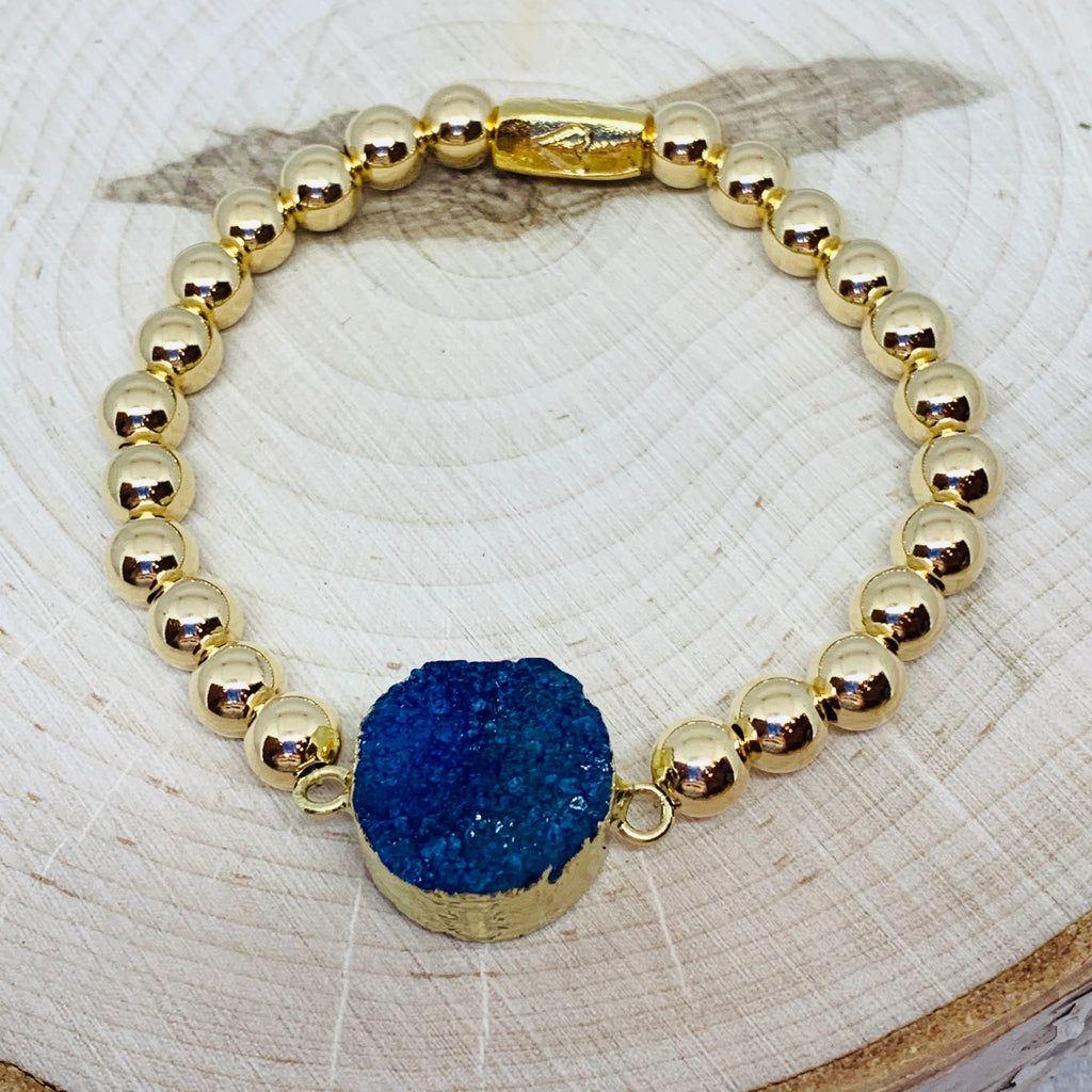 Golden Blue Druzy Bracelet