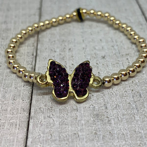 Purple & Gold Butterfly Bracelet