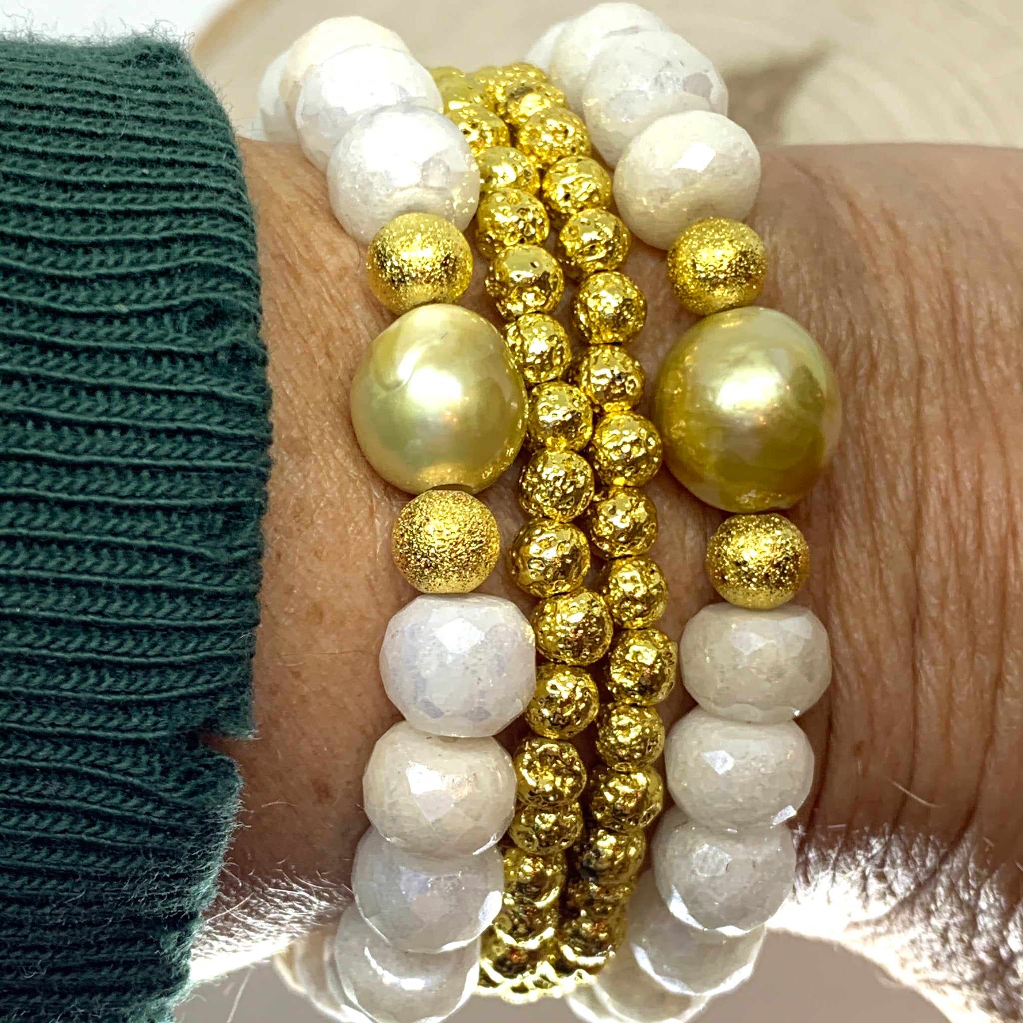 Gold Plated Lava Rock Beads