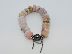 Gorgeous Peruvian Pink Opal with 12 mm Tahitian Baroque Pearl and Chain