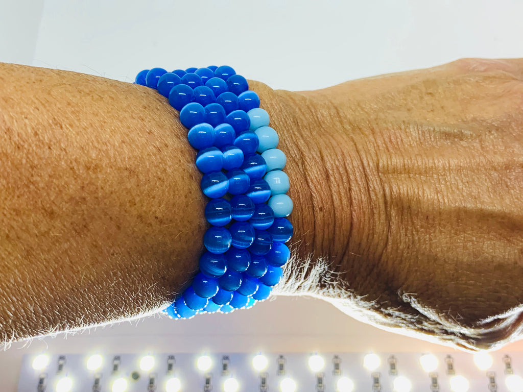 Blue Cateye Beads Stacking Bracelet