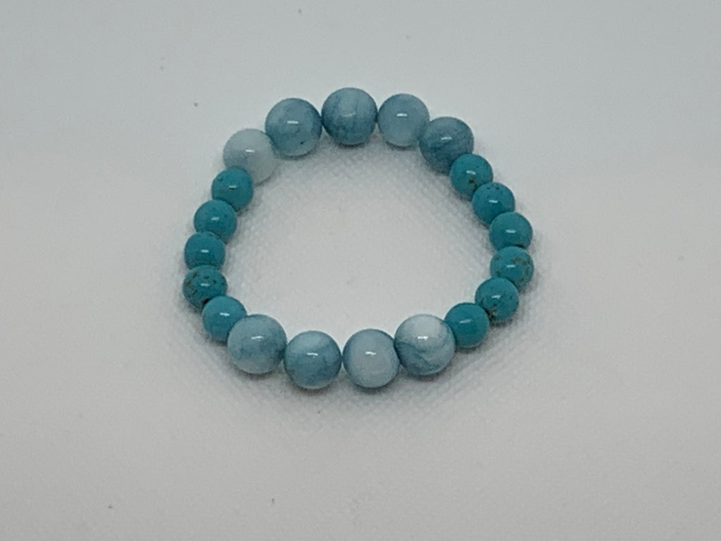 6mm Round Turquoise Beads with 8mm light Blue Amazonite Malay Jade Beads